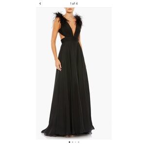 Mac Duggal Black Feather Dress